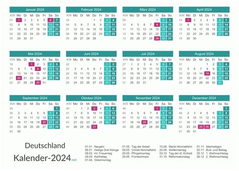 kalender mit feiertage 2024.